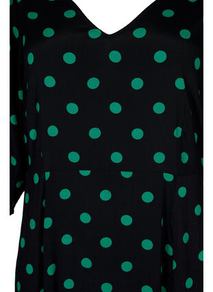 Polka stippen viscose midi jurk, Black Jol Green Dot, Packshot image number 2