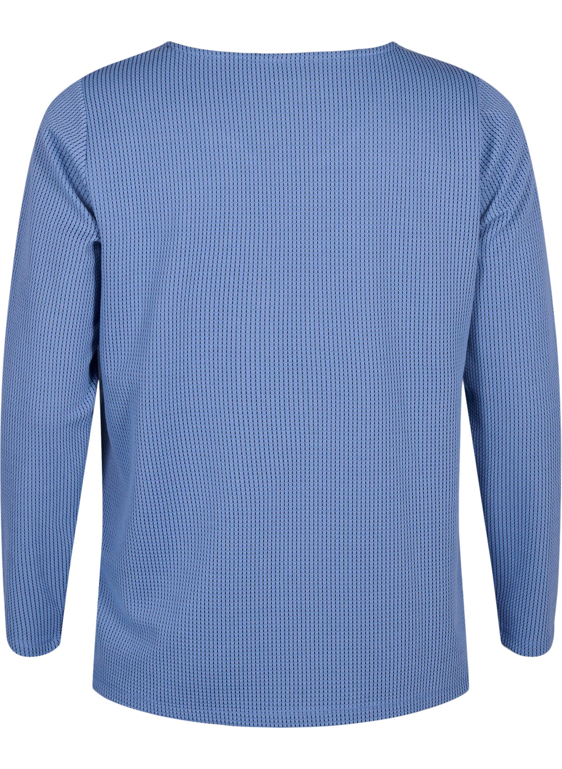 Zizzi A-lijn blouse met textuur, Quiet Harbor, Packshot image number 1