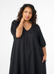 Midijurk met V-hals en textuur, Zwart, Model image number 2
