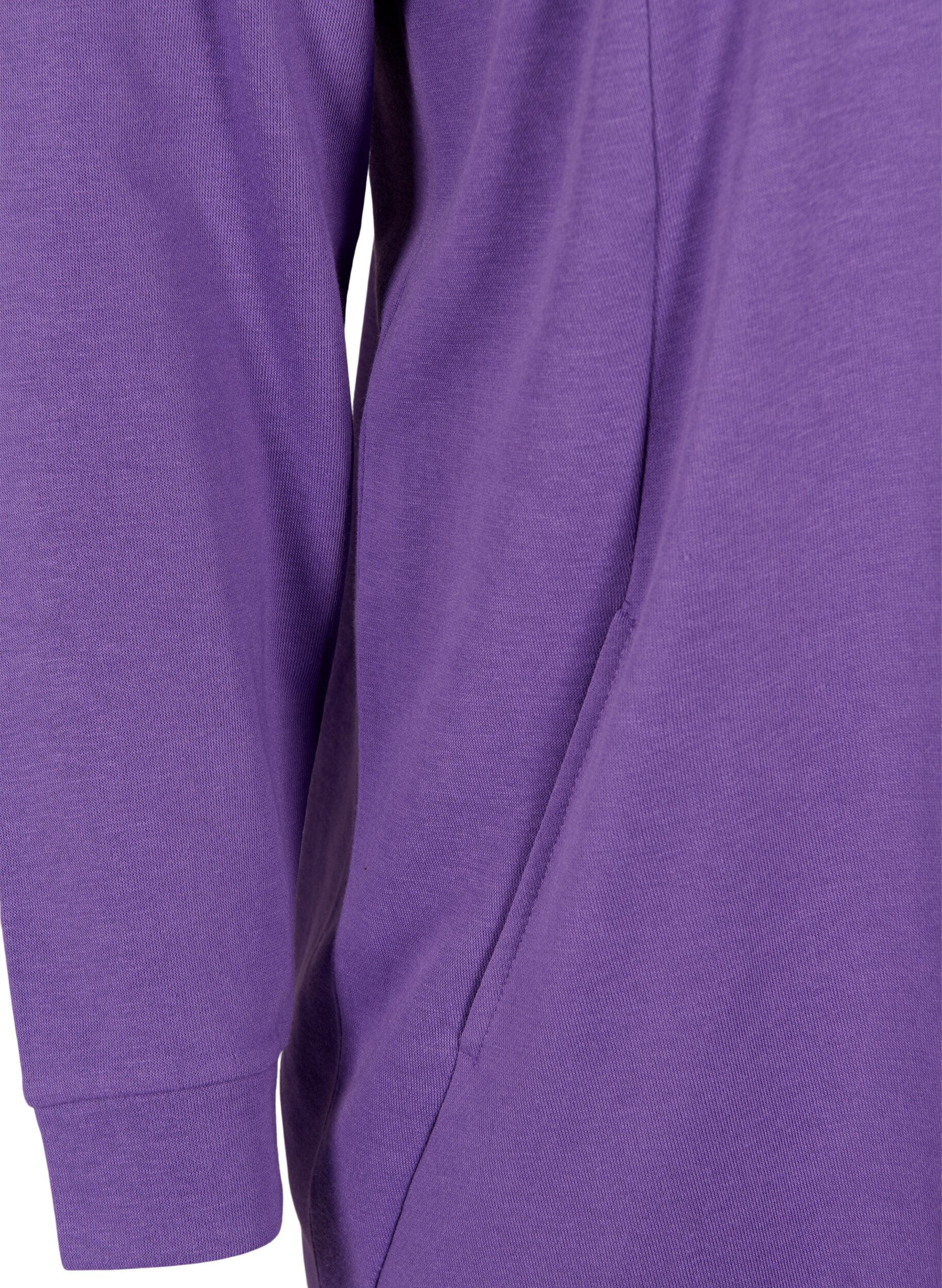 Zizzi Sweatshirt jurk met v-halslijn, Deep Lavender, Packshot image number 3