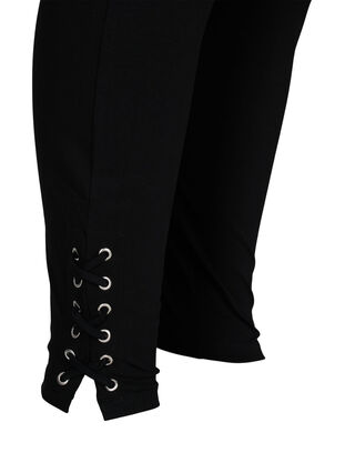 Effen gekleurde legging met kanten detail, Black, Packshot image number 3