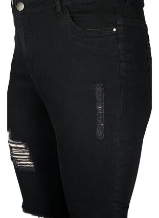 Strakke jeans met slijtagedetails, Black, Packshot image number 2