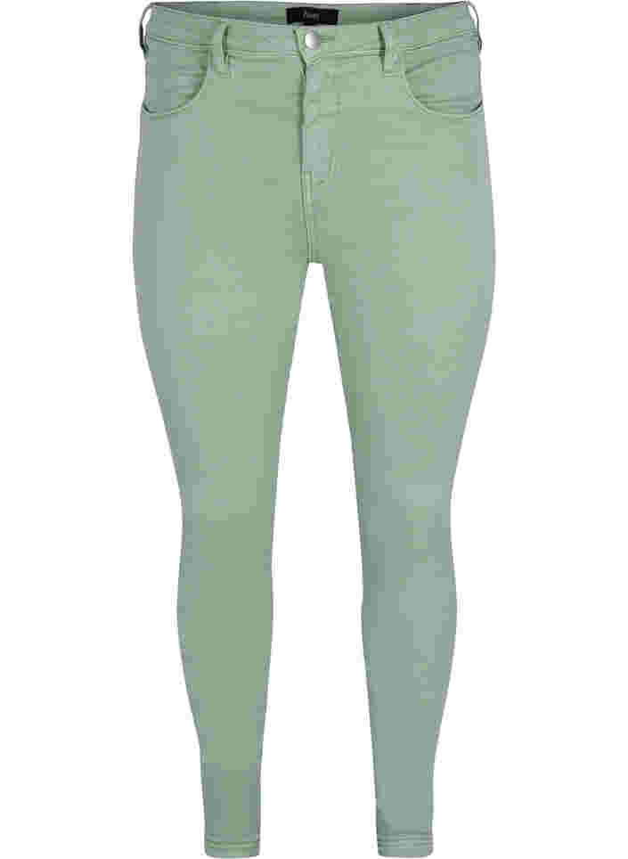 Super slim fit Amy jeans met hoge taille, Frosty Green