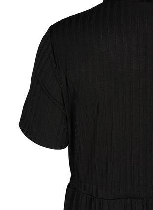 Midi-jurk met korte mouwen en knopen, Black, Packshot image number 3