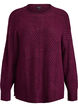 Gebreide blouse met V-vormig geribd patroon en zijsplitjes, Paars, Packshot image number 0