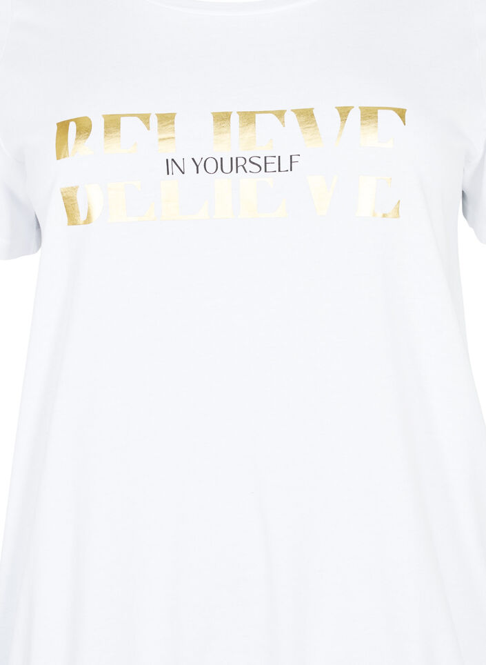 Katoenen T-shirt met print, B. White w. Believe, Packshot image number 2