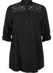 Lang viscose shirt met kanten detail, Black, Packshot image number 0