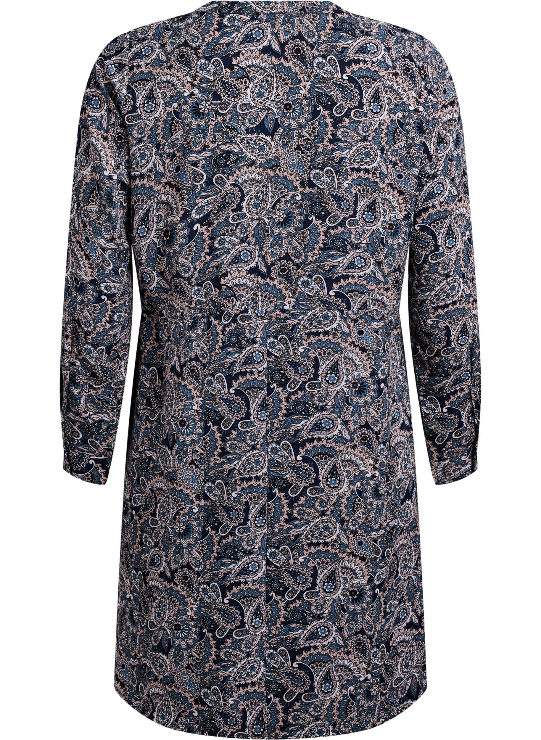 Zizzi Knielange jurk met strikceintuur, Beige, Packshot image number 1