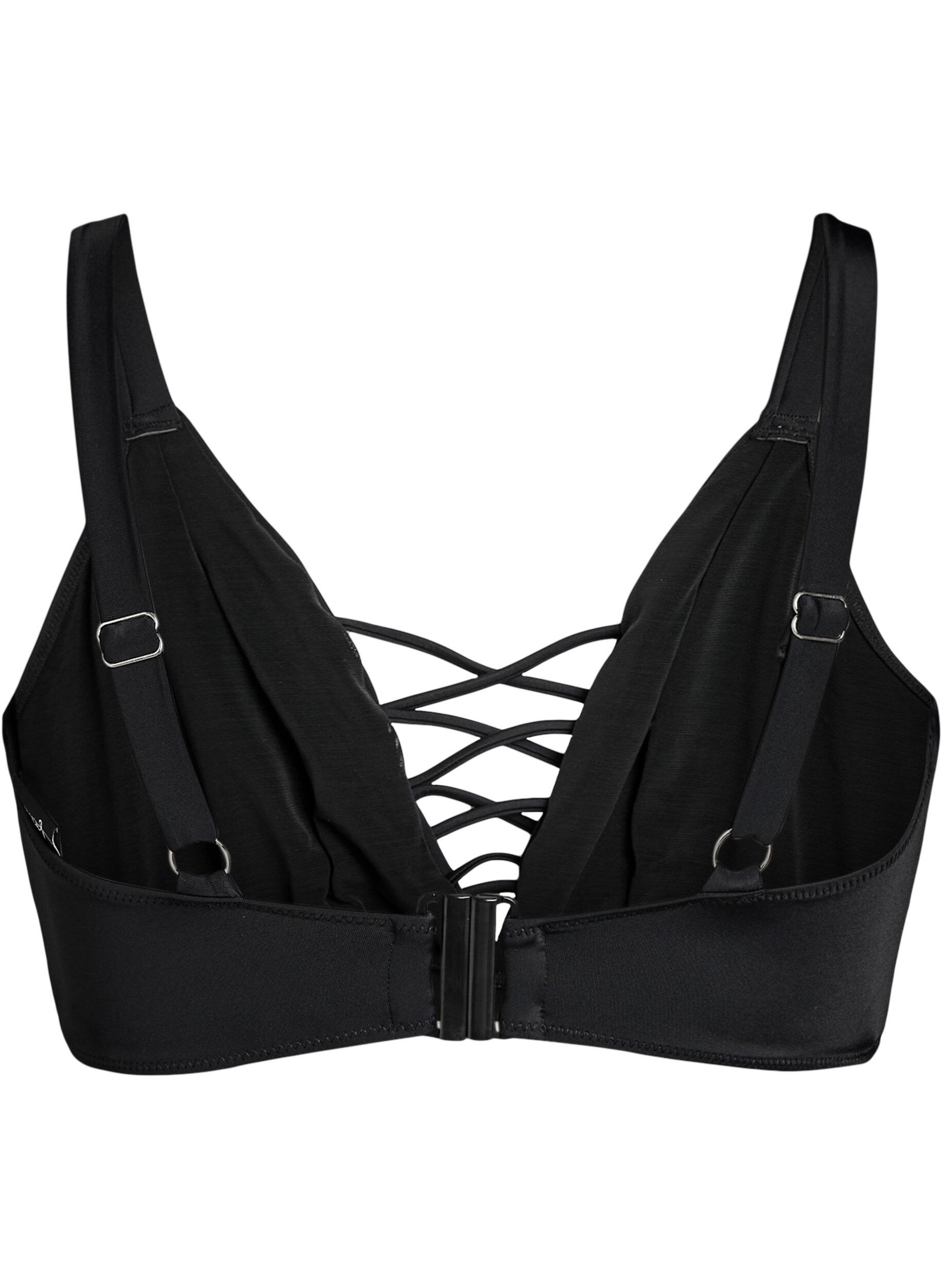 Zizzi Bikinitop met stringdetail, Zwart, Packshot image number 1