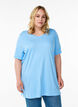 Enkelkleurig oversized T-shirt met V-hals, Blauw, Model image number 0