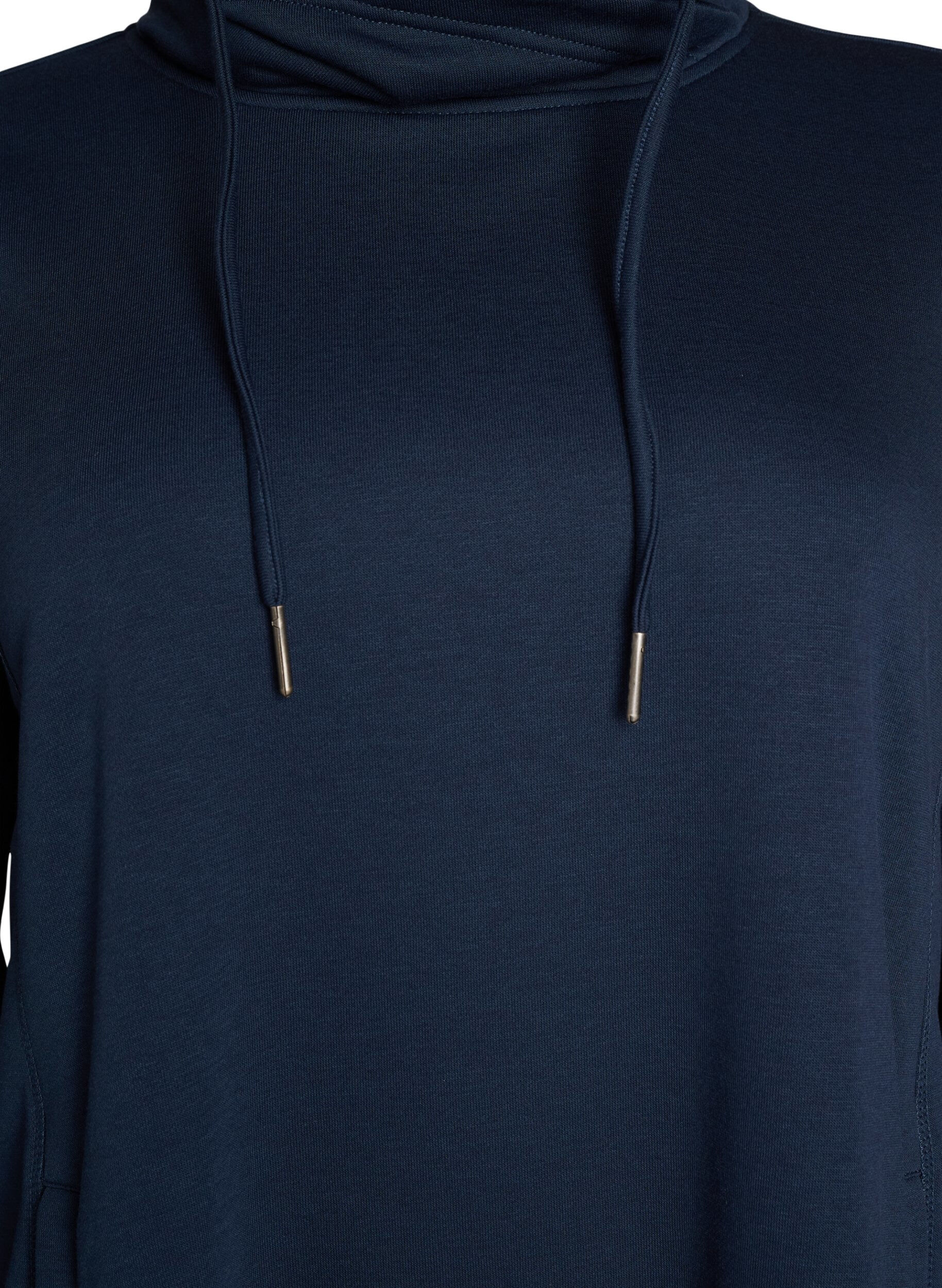 ZizziKort sweatshirt jurk met hoge kraag en zakken, Blauw, Packshot image number 2