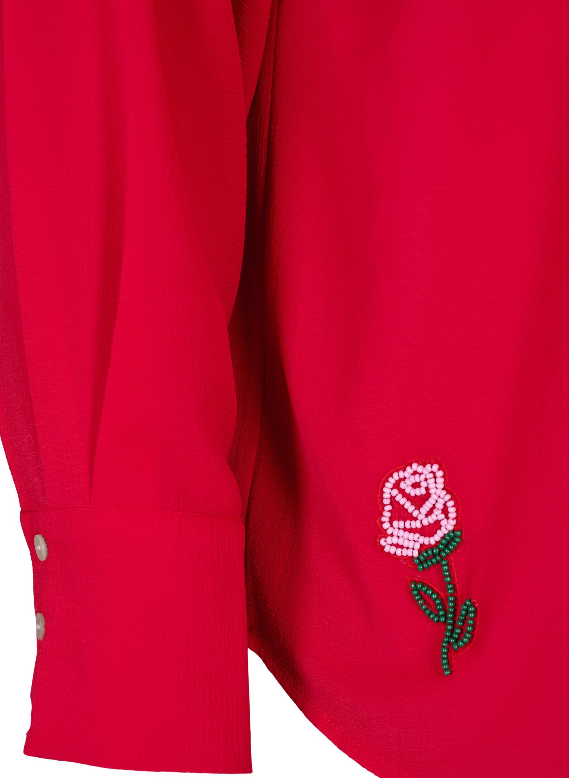 Zizzi Effen gekleurd shirt met parels, Rood, Packshot image number 3