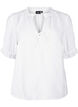 Viscose blouse met korte mouwen en ruches, Bright White, Packshot image number 0