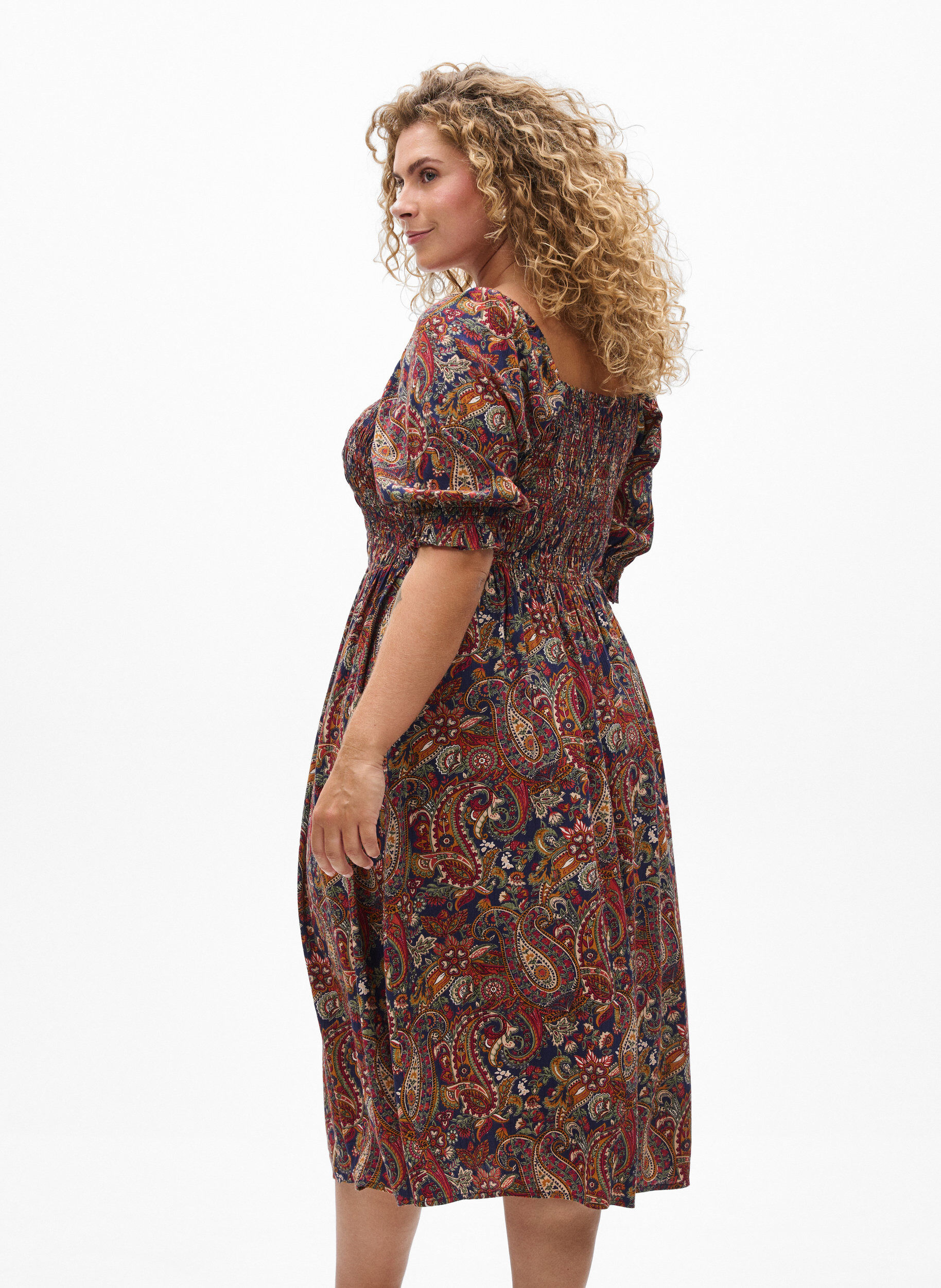 ZizziZomerjurk in viscose met paisley print, Blauw, Model image number 2