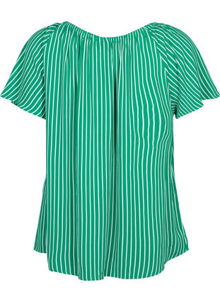 Gestreepte blouse van viscose met korte mouwen, J.Green/White Stripe, Packshot image number 1