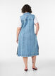 Mouwloze denimjurk met knoopsluiting en splitten, Blauw, Model image number 1