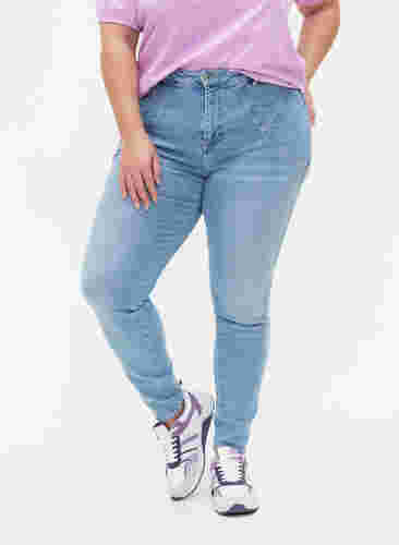 Amy jeans met hoge taille en super slanke pasvorm, Light blue, Model image number 3