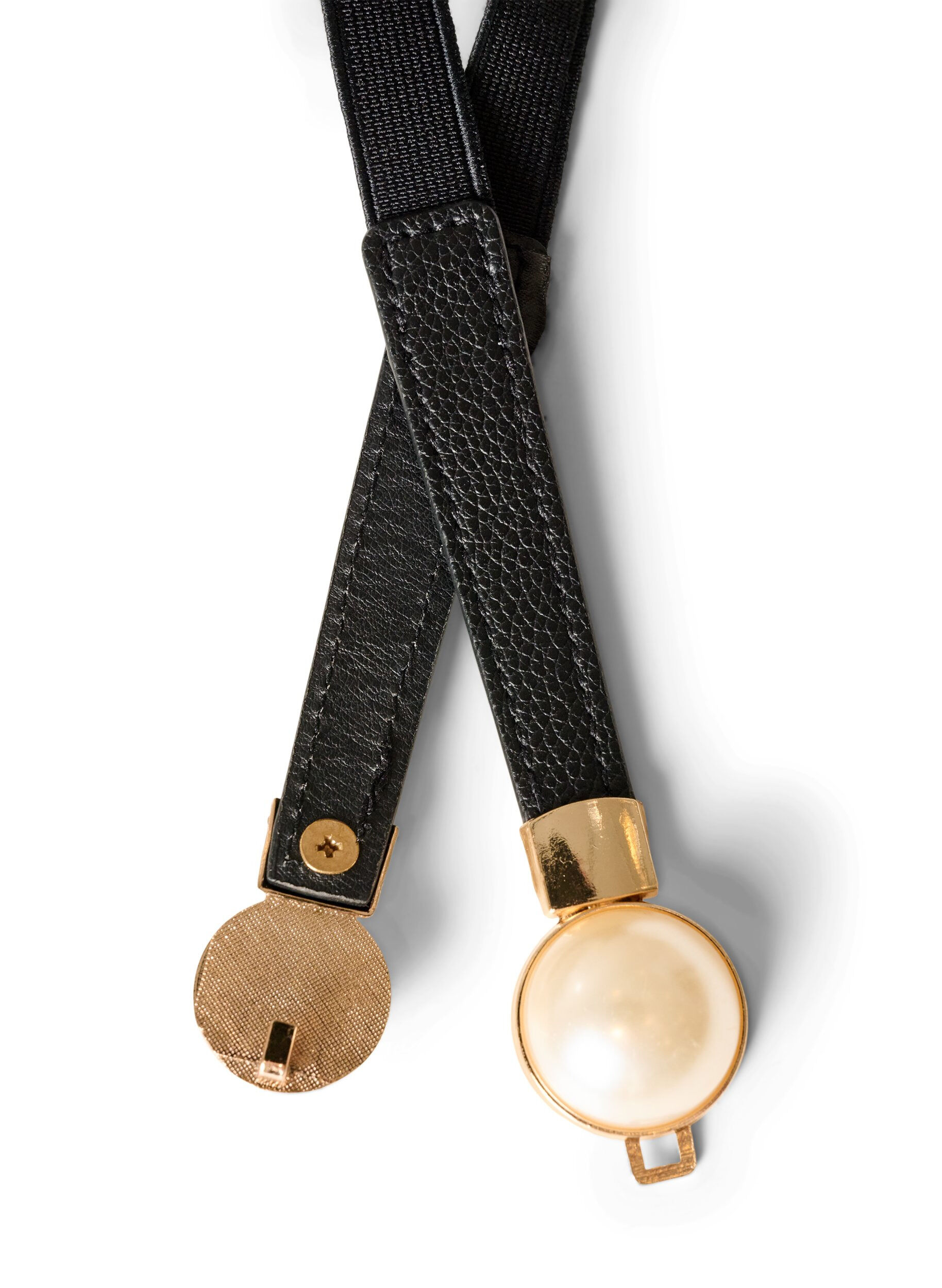 ZizziElastische taille riem met pareldetails, Zwart, Packshot image number 1