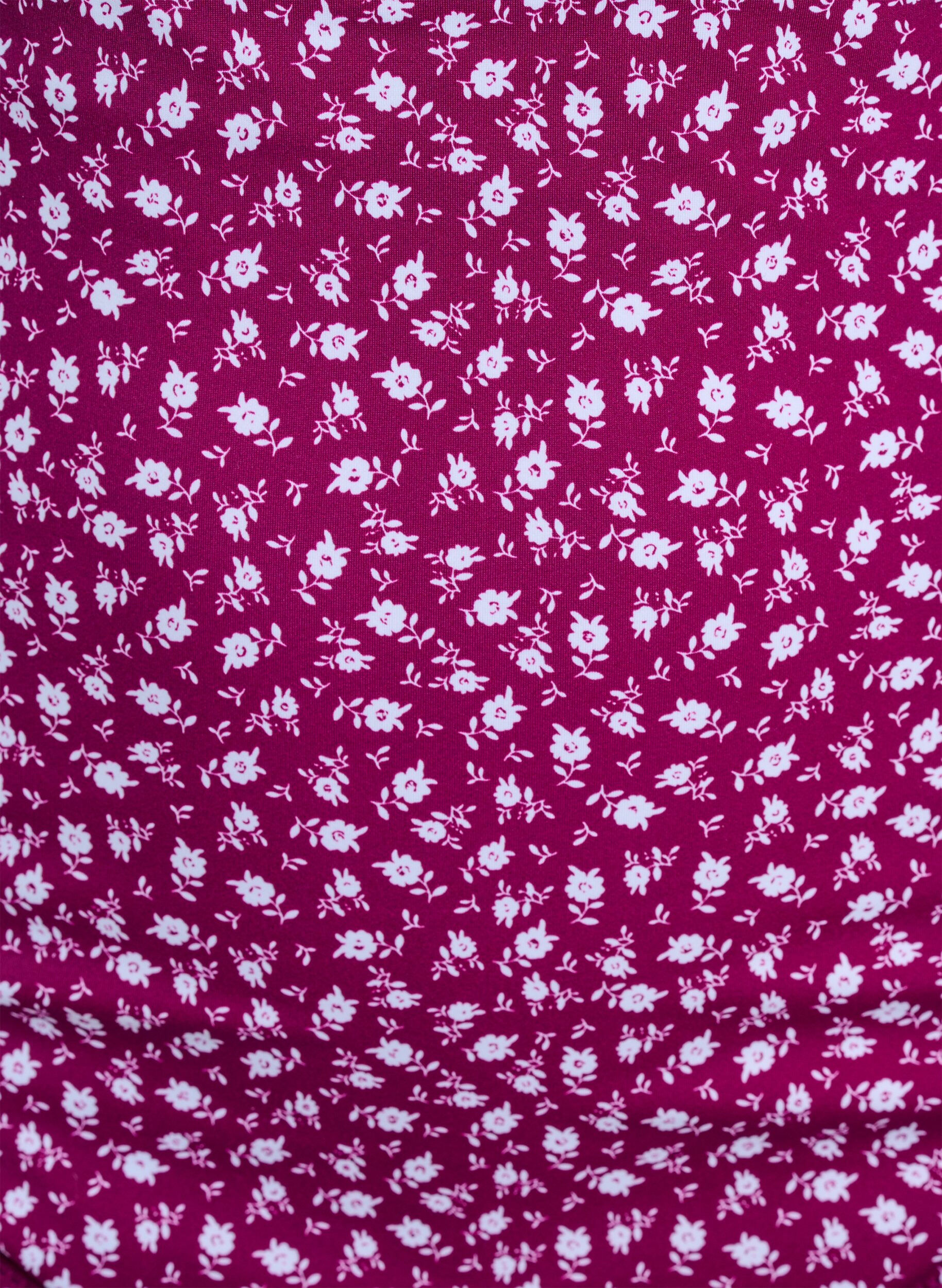 Zizzi Bikinibroekje met extra hoge taille en bloemenprint, Rood, Packshot image number 2
