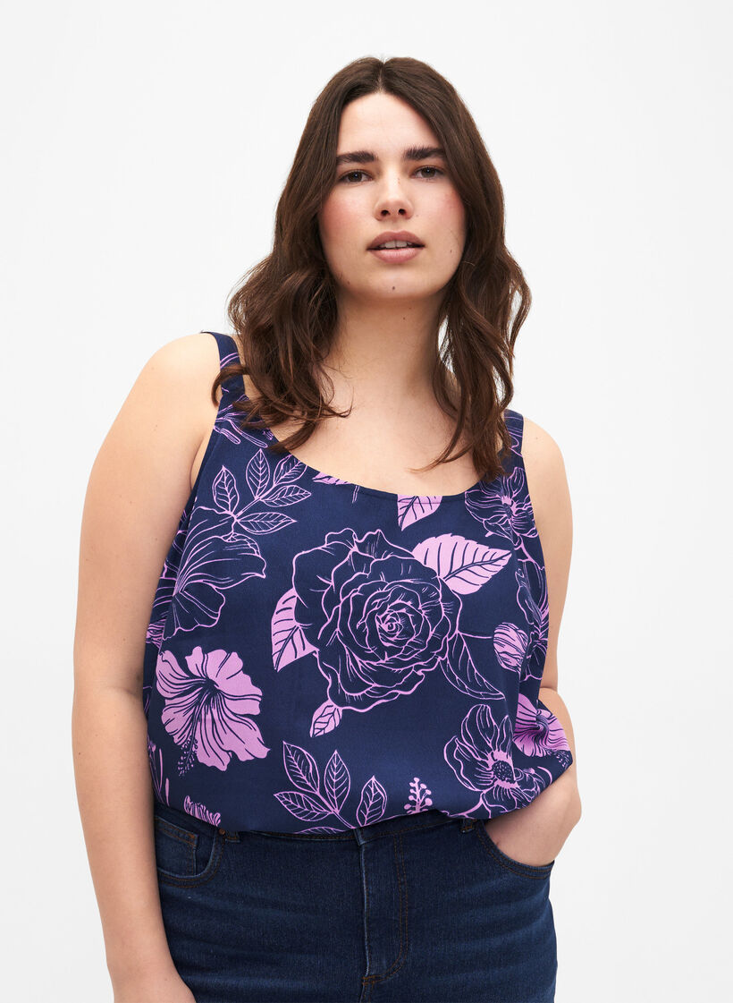 FLASH - Top met print, Medieval Blue Flower, Model image number 0