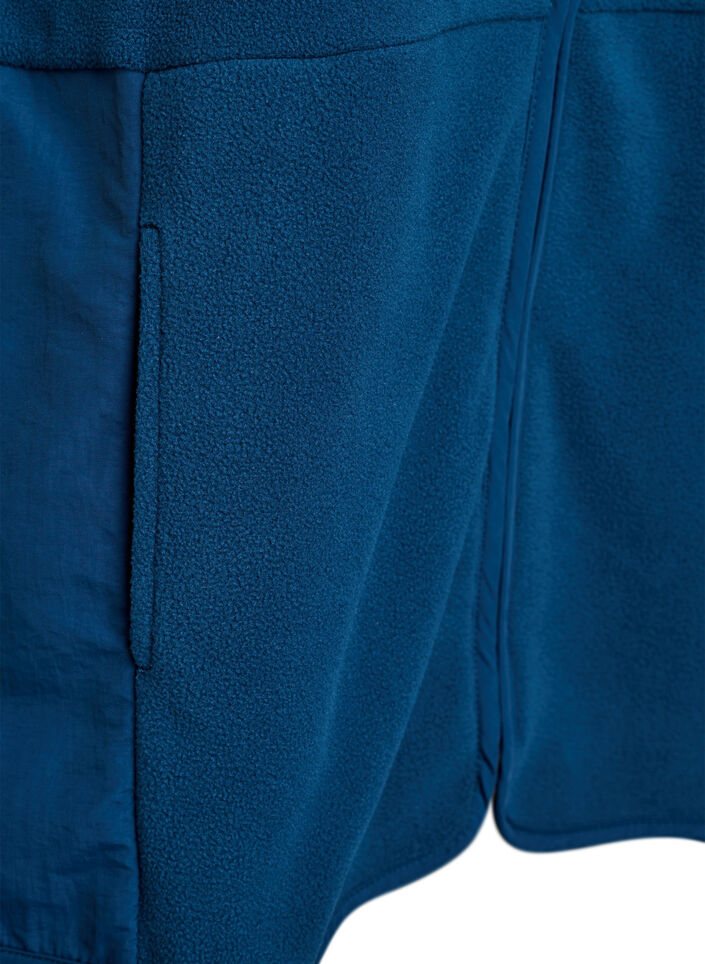 Fleece vest met hoge kraag en zakken, Blauw, Packshot image number 3