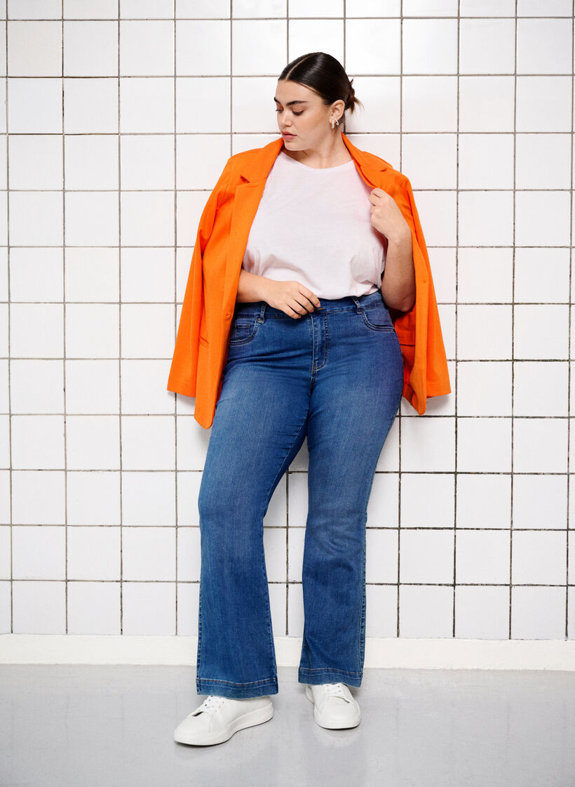 Basic blazer met knoop en sierzakken, Mandarin Orange, Image image number 1