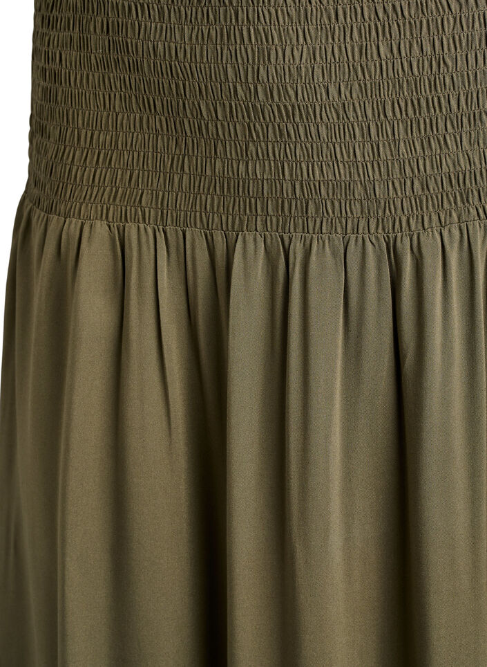 Maxi rok in viscose met smokwerk, Groen, Packshot image number 2