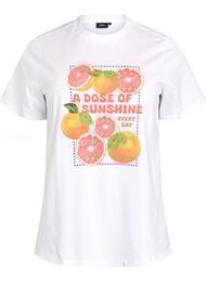 Biologisch katoenen T-shirt met citrusmotief, Wit
