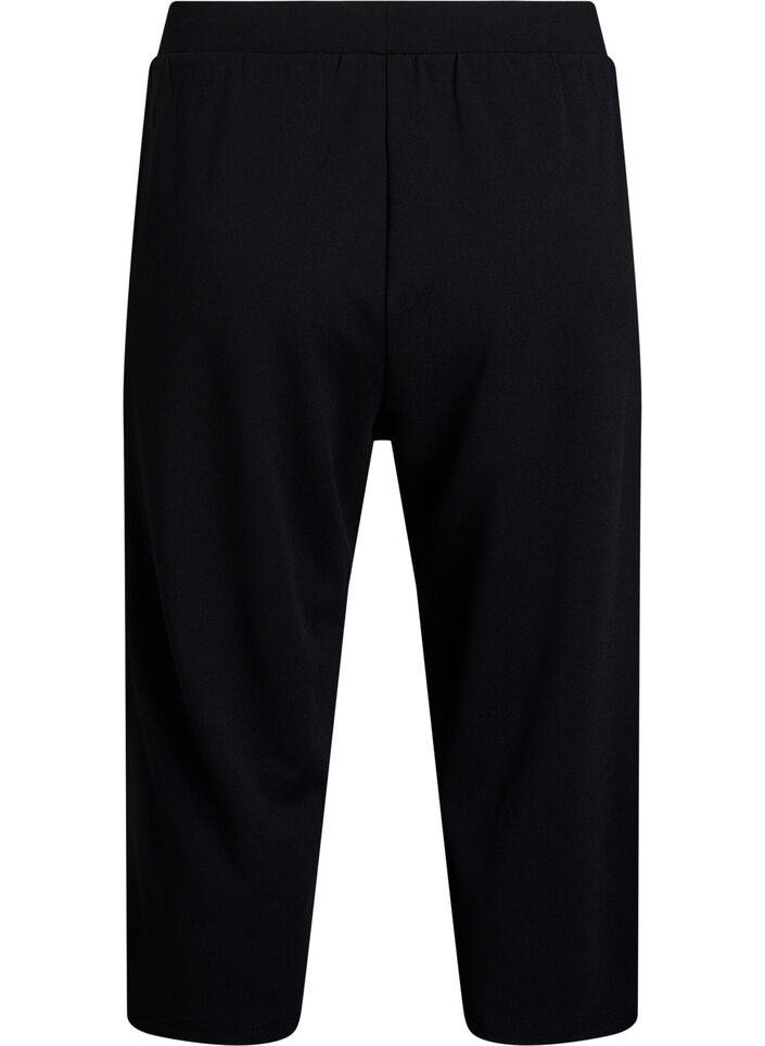 Hoog getailleerde kniebroek met losse pasvorm, Zwart, Packshot image number 1