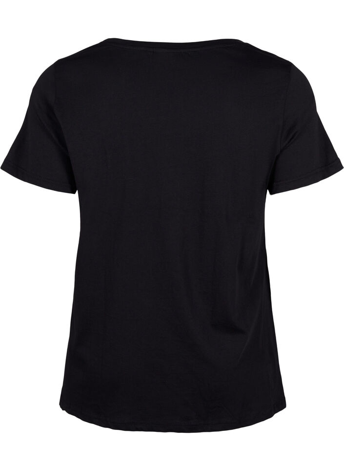 Katoenen t-shirt met opdruk op de voorkant, Black W. Chest print, Packshot image number 1