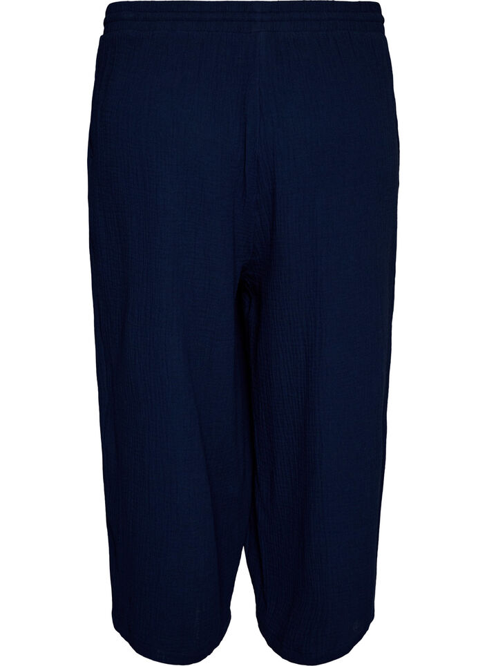Culotte broek van katoen met hoge taille, Blauw, Packshot image number 1