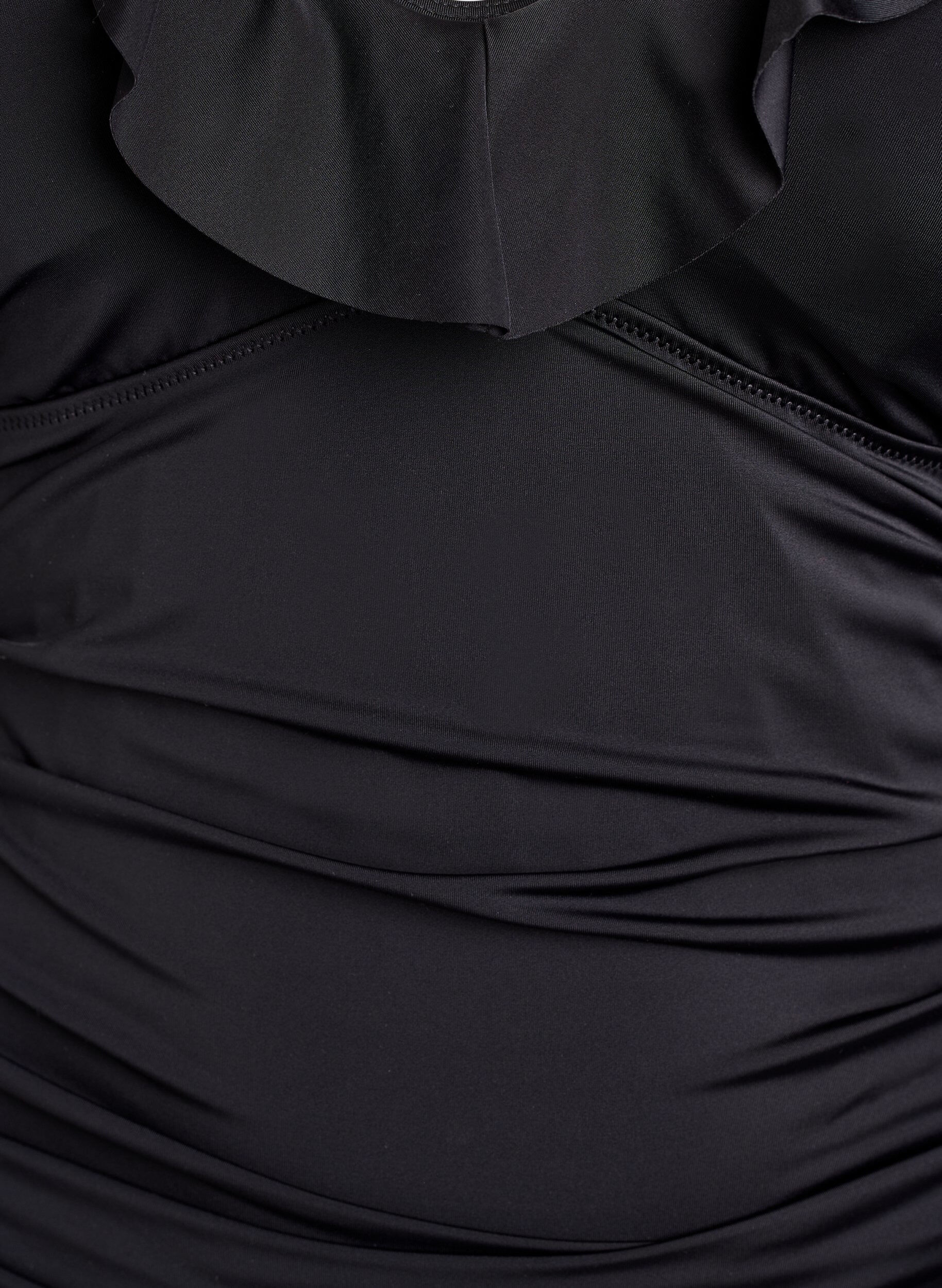 Zizzi Badpak met ruches en afneembare vulling, Zwart, Packshot image number 2