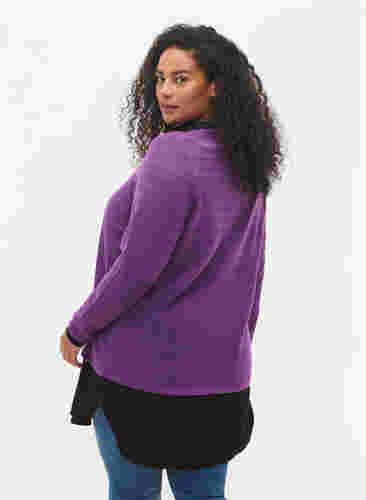 Gebreide blouse met structuur en ronde hals, Amaranth Purple, Model image number 1