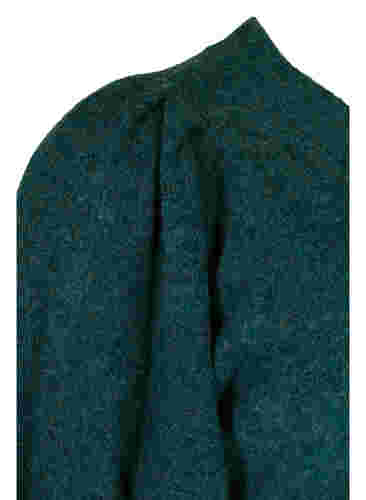Gemêleerd gebreide trui met pofmouwen en v-hals, Ponderosa Pine Mel., Packshot image number 3
