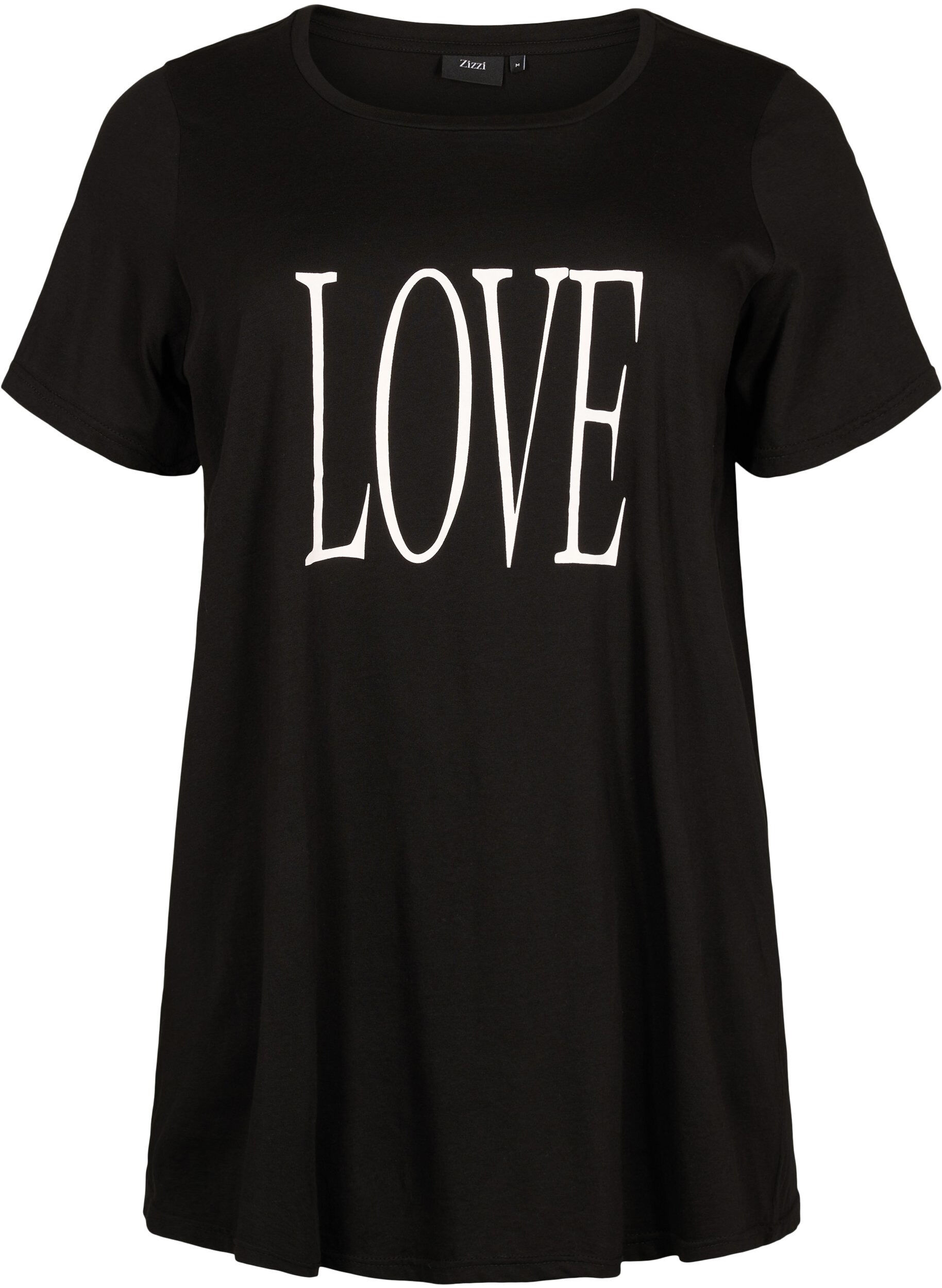 Zizzi Oversized t-shirt met print, Black W. Love, Packshot image number 0