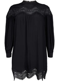 Jurk van viscose met borduursels, Black