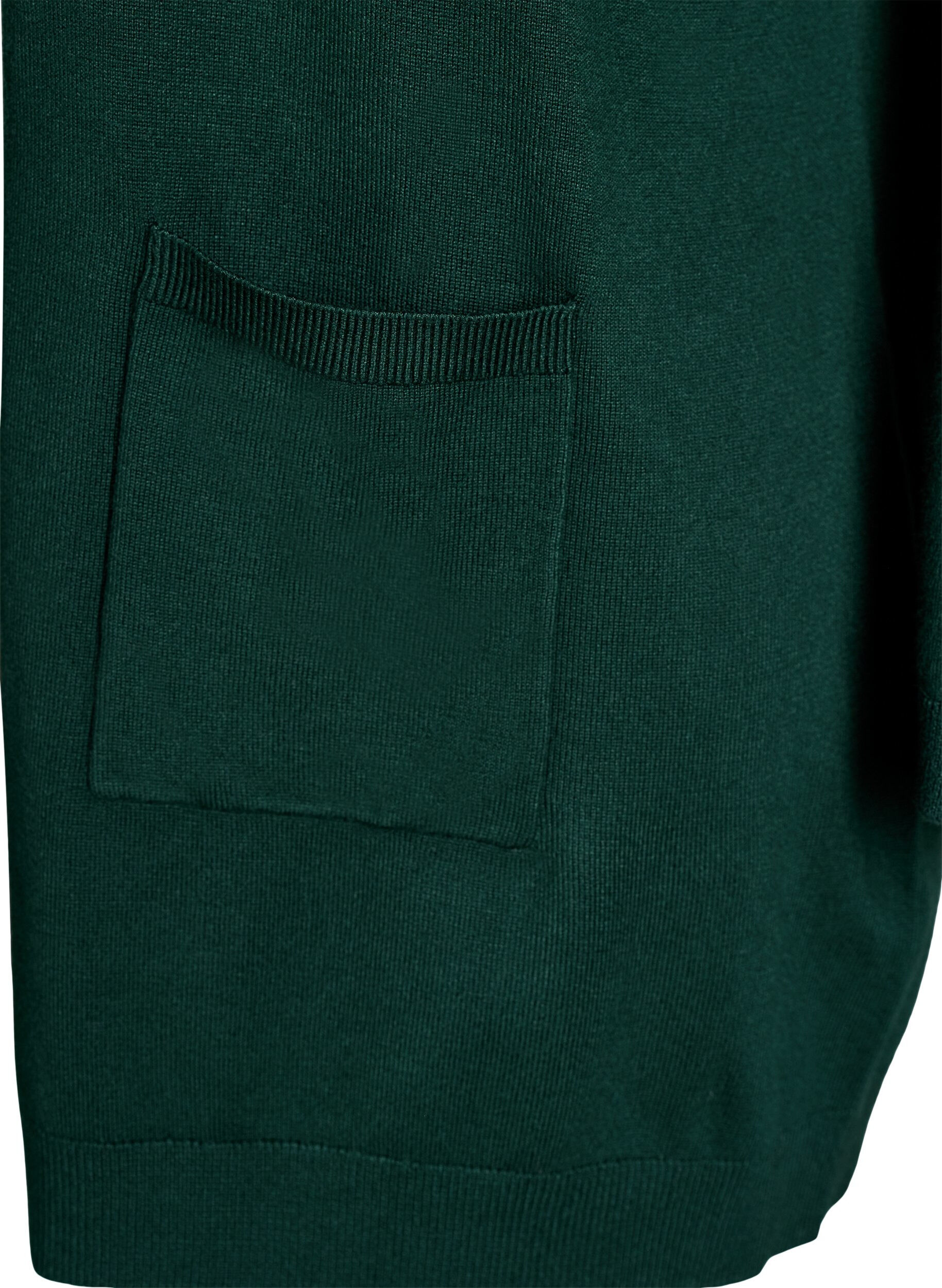 ZizziLang gebreid vest van een viscose mix, Groen, Packshot image number 2
