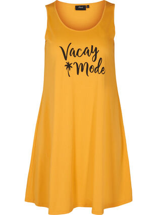 Katoenen jurk zonder mouwen met a-lijn, Mineral Yellow VACAY, Packshot image number 0
