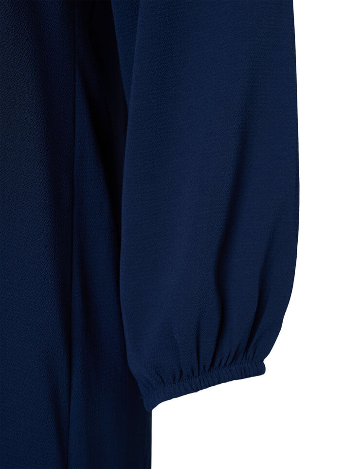 Jurk met lange mouwen en V-hals, Navy, Packshot image number 3