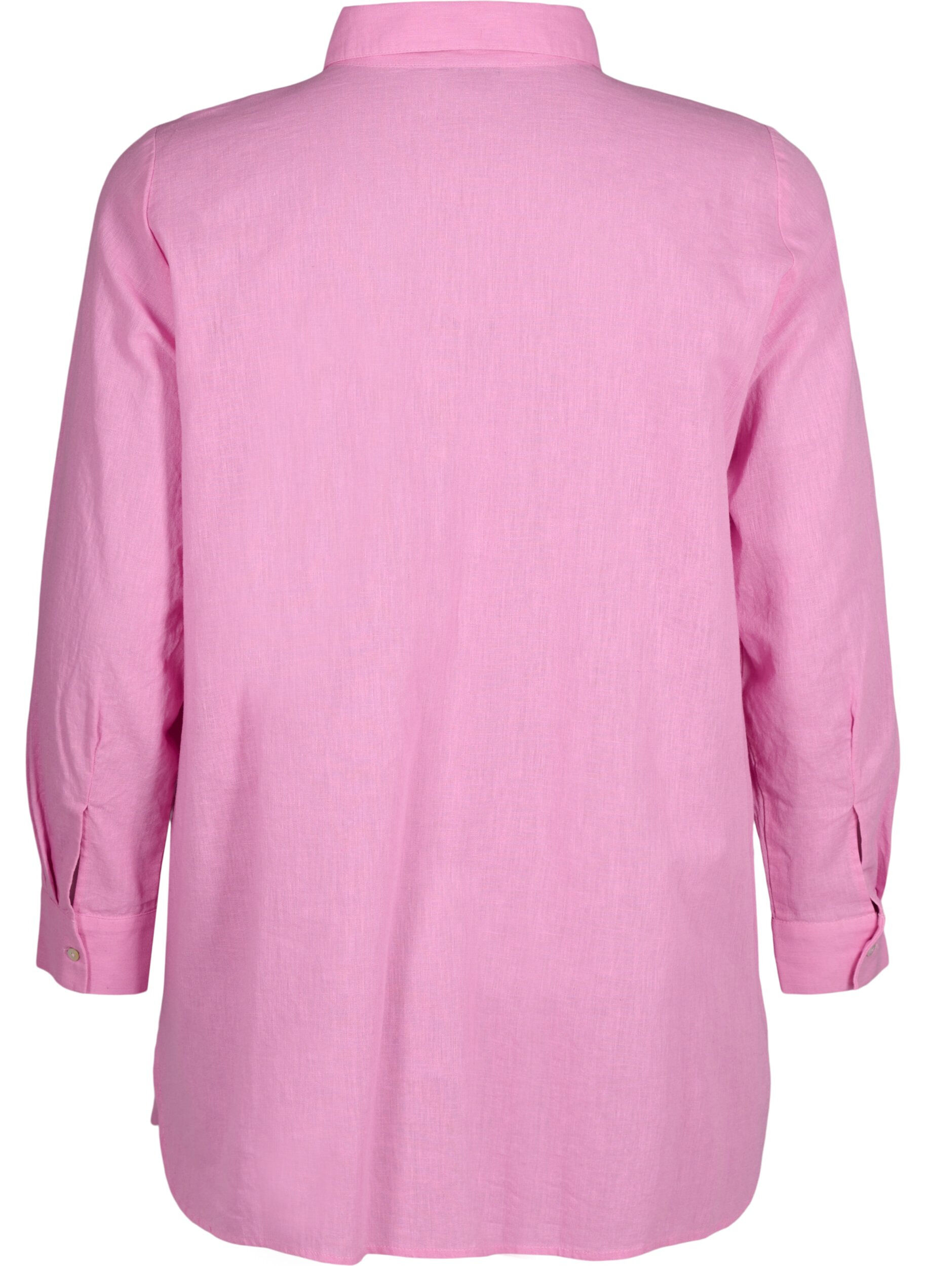Zizzi Lang shirt van linnen en katoen, Rosebloom, Packshot image number 1