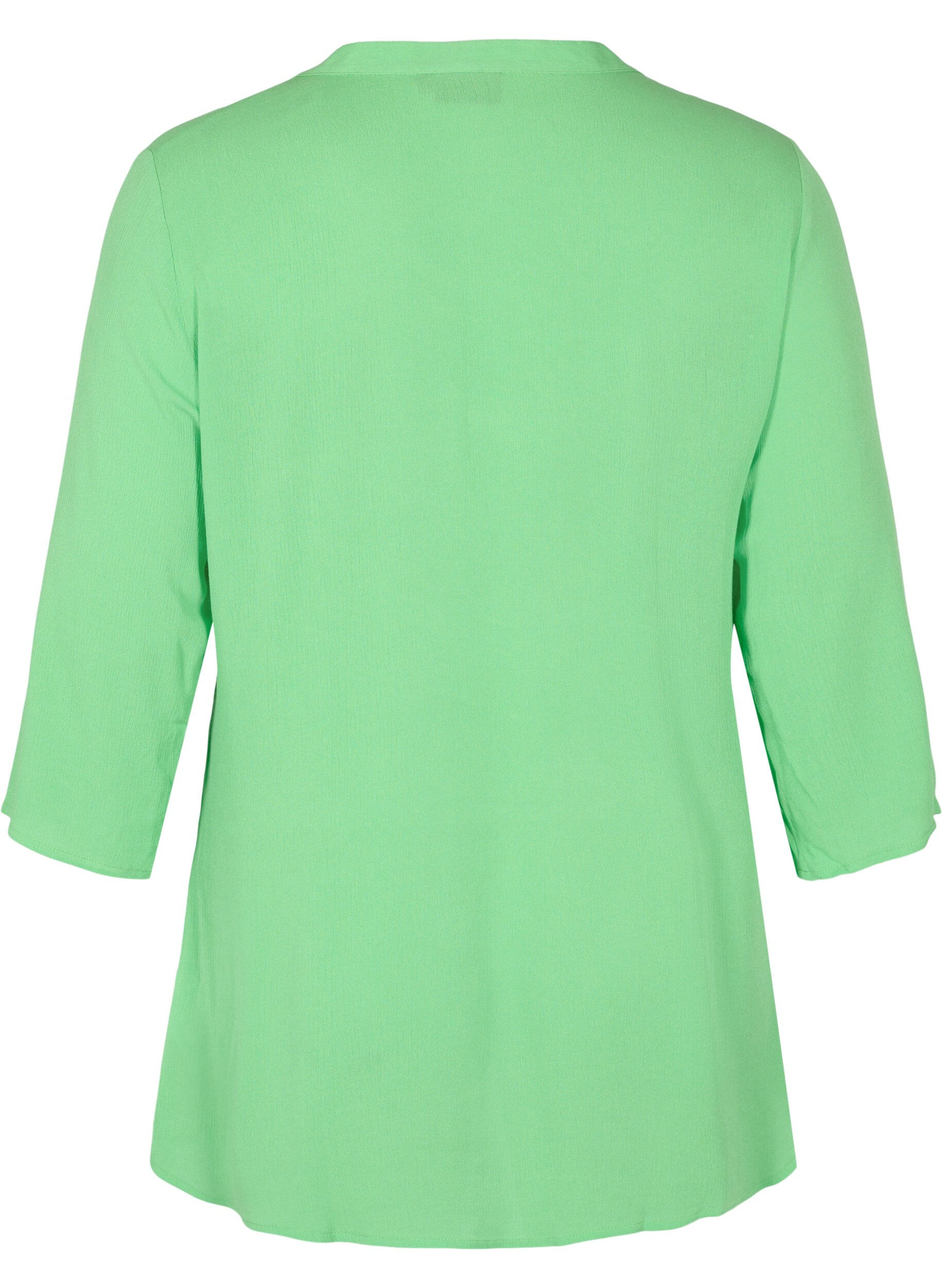 Zizzi Viscose top met 3.4 mouwen en v-hals, Summer Green, Packshot image number 1