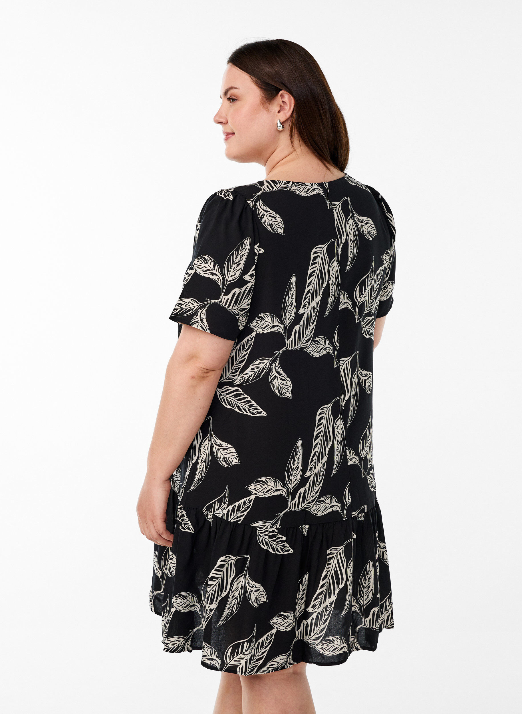 Zizzi Jurk van viscose met coupenaad, Zwart, Model image number 2