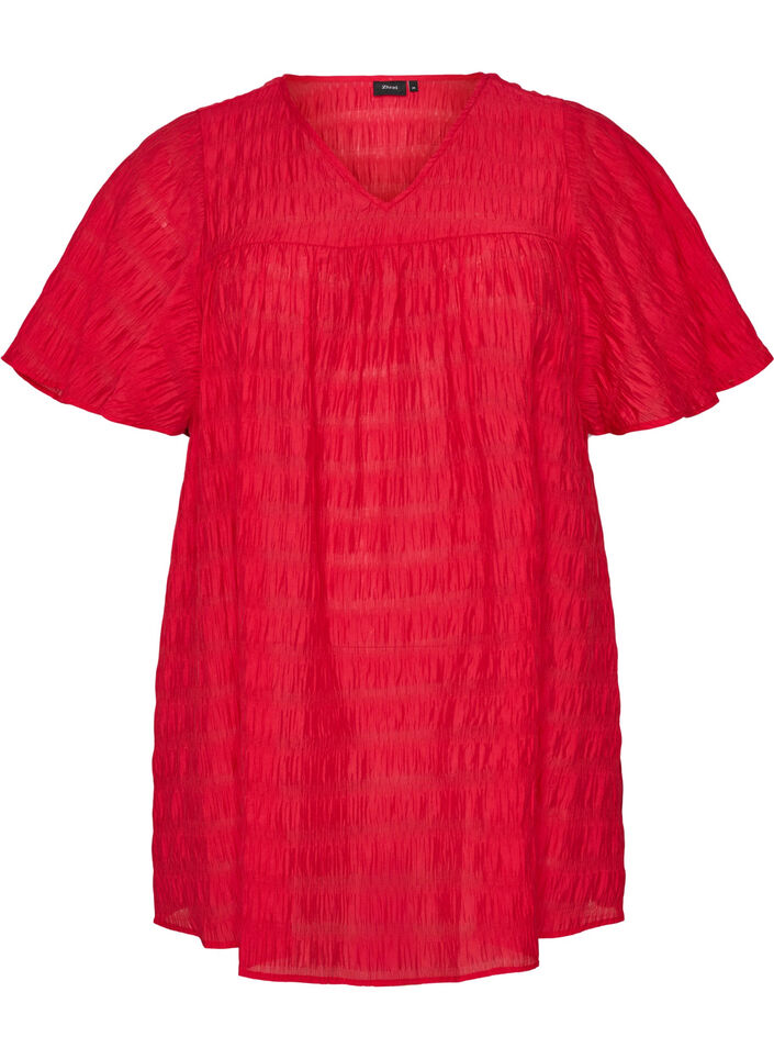 Tuniek in lyocell met vlindermouwen, Rood, Packshot image number 0
