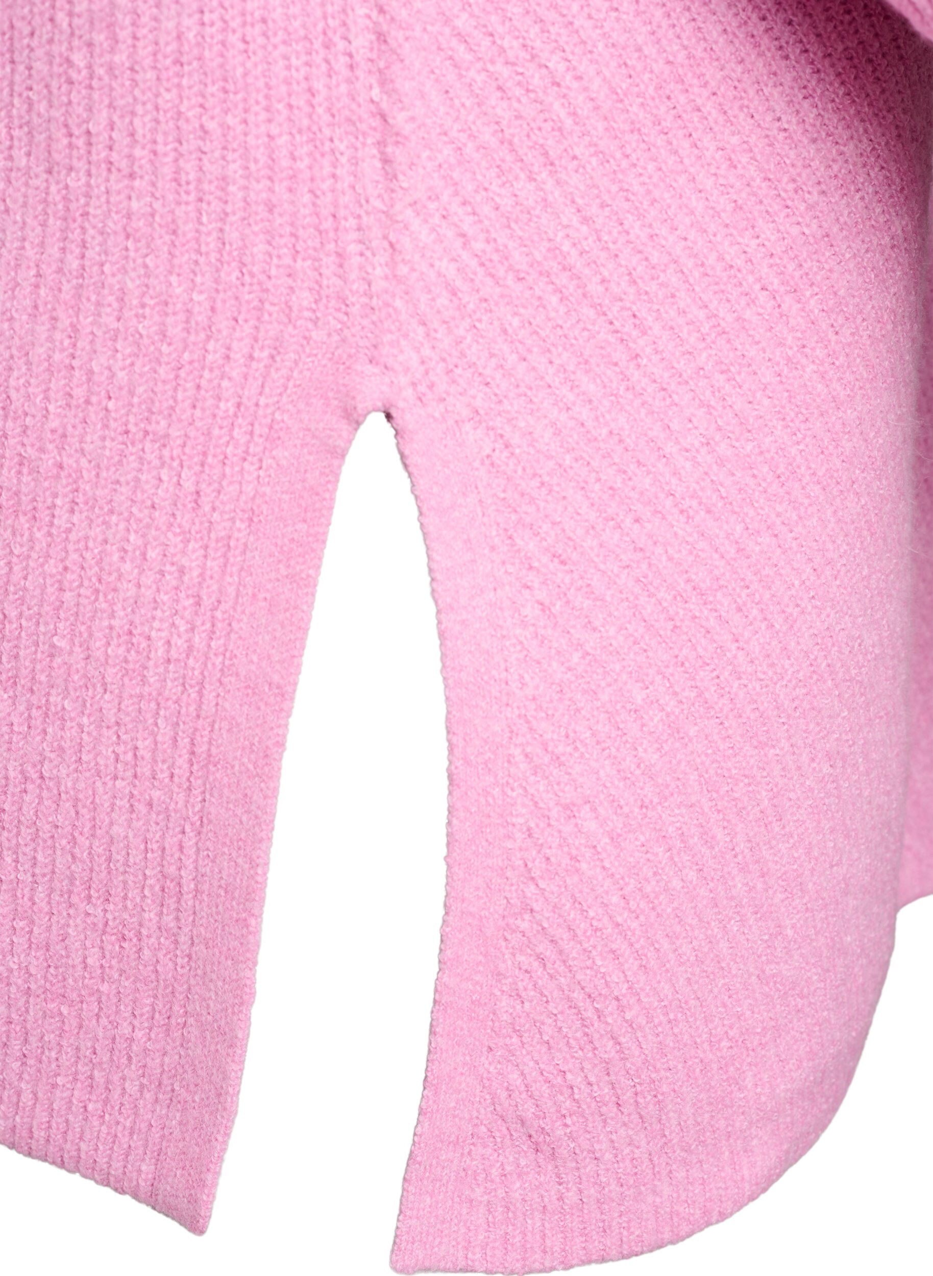 ZizziGebreide trui met diagonale structuur en raglanmouwen, Roze, Packshot image number 3