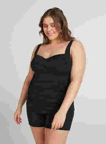 Tankini met drapering, Black, Model image number 2