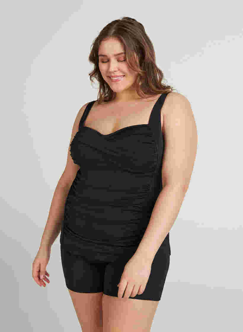 Tankini met drapering, Black, Model image number 2
