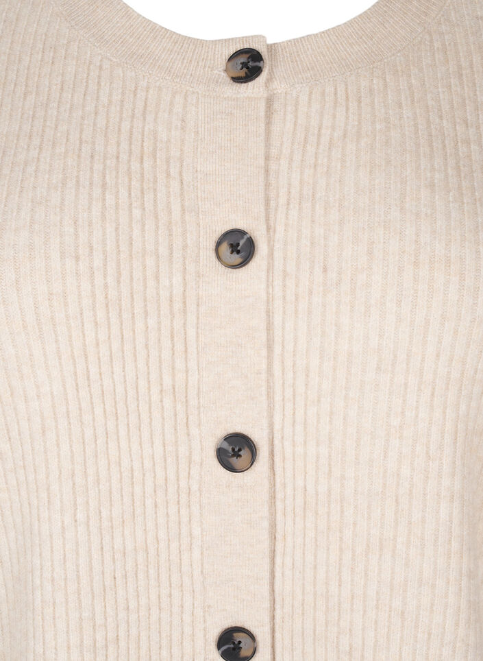 Vest van ribtricot met knopen, Beige, Packshot image number 2