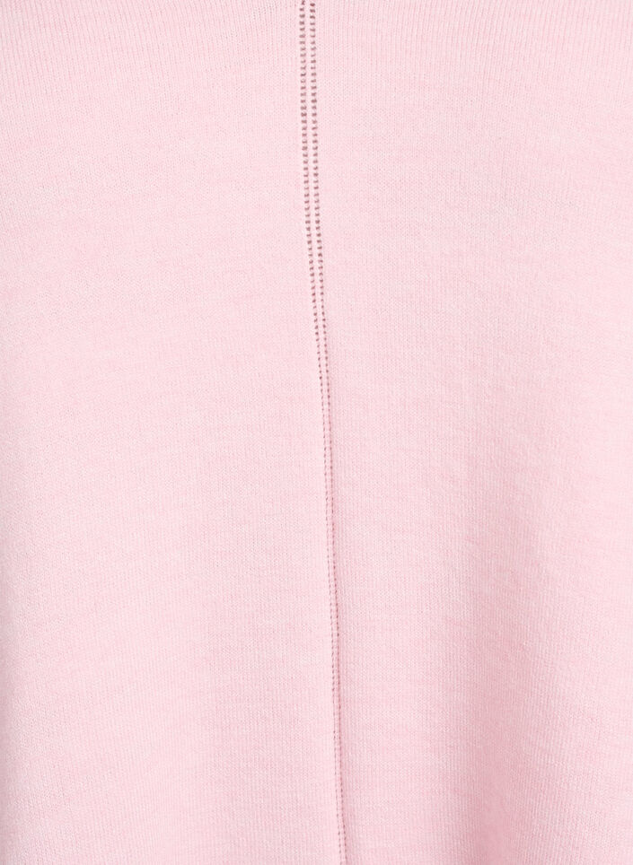 Fijngebreide blouse met V-hals en voorkantdetail, Roze, Packshot image number 2