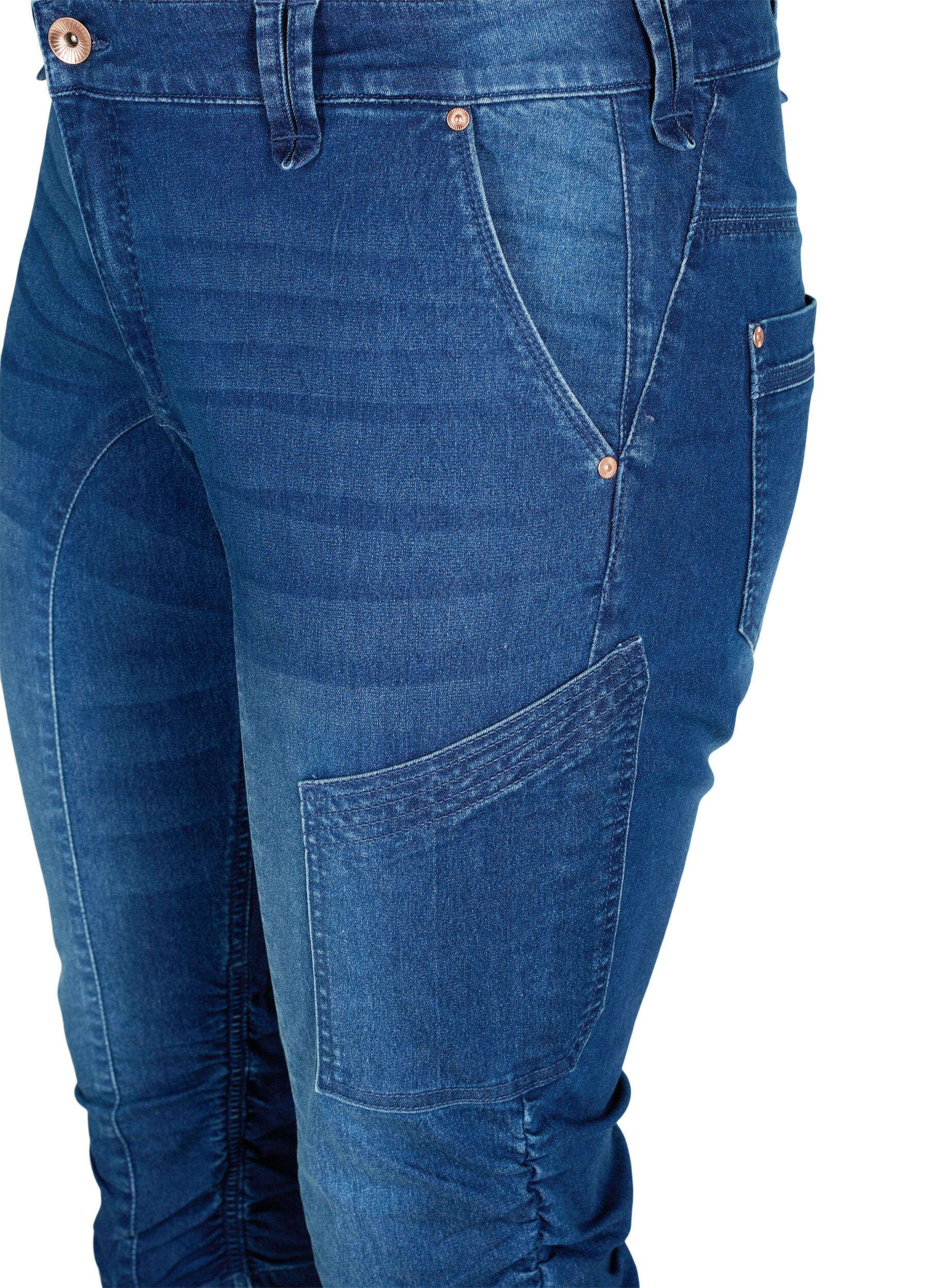 ZizziSlim fit capri jeans met zakken, Blauw, Packshot image number 2