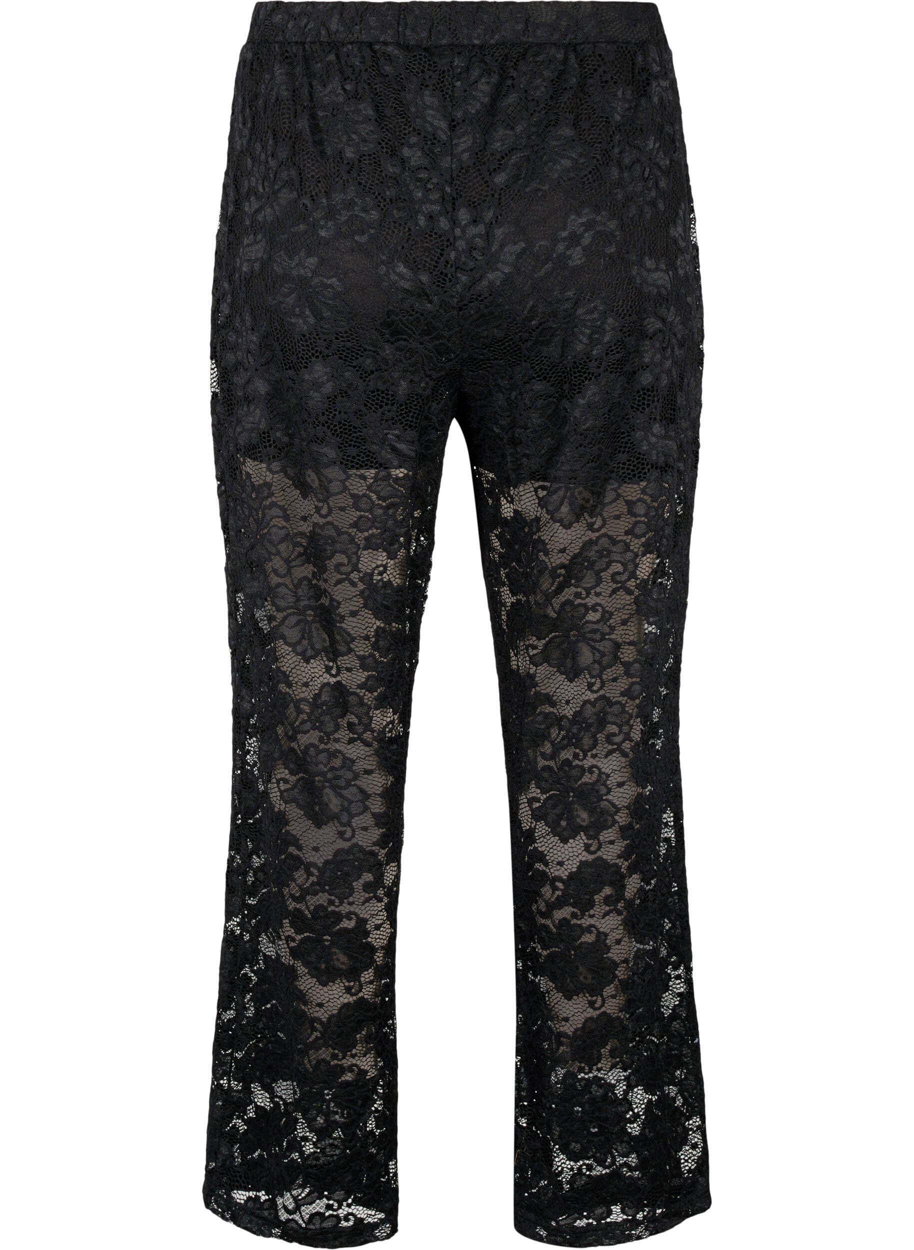 Zizzi Broek van kant met rechte pijp, Black, Packshot image number 1